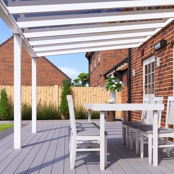5m x 4m Traffic White Glass Roof Veranda
