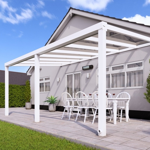 5m x 4m Traffic White Polycarbonate Roof Veranda