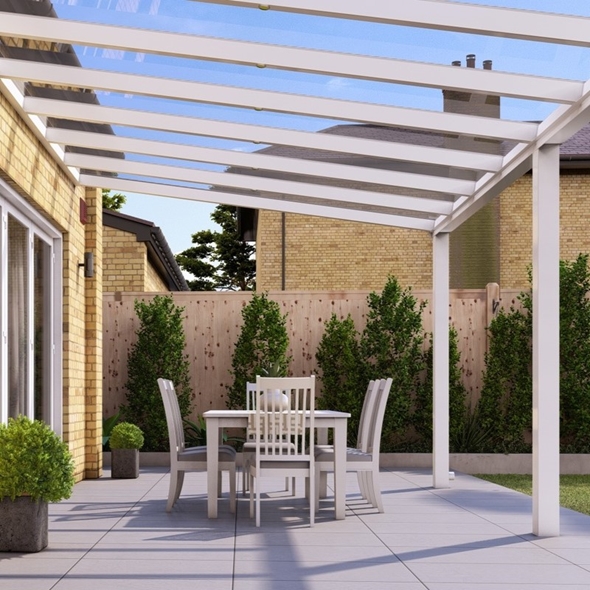 6m x 3m Traffic White Glass Roof Veranda