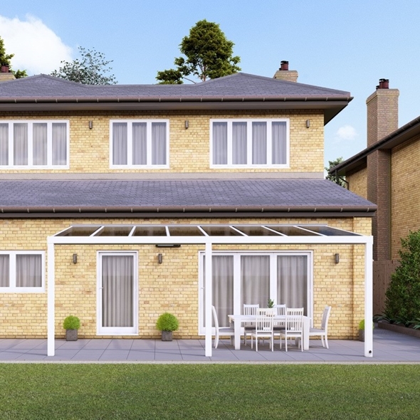 6m x 3m Traffic White Glass Roof Veranda