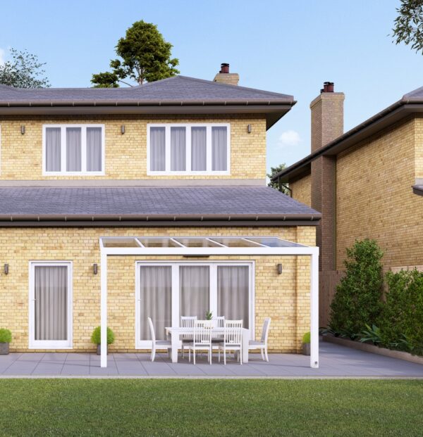 4m x 2.5m Traffic White Polycarbonate Veranda