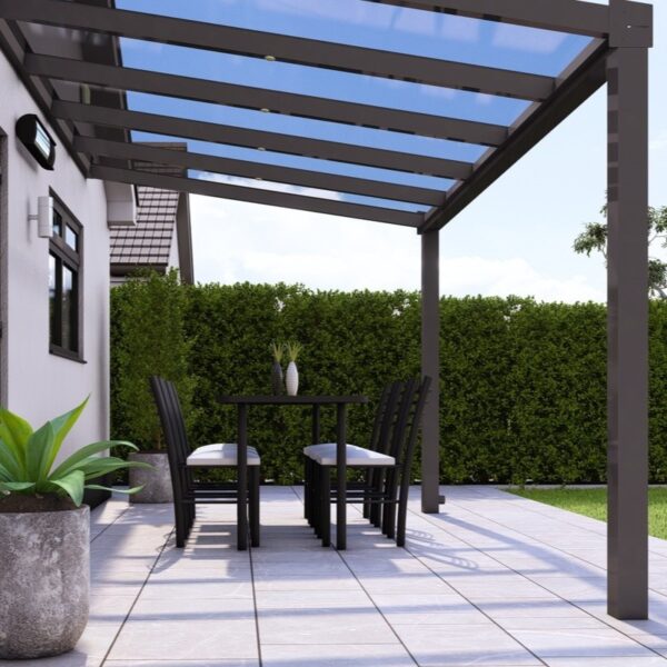 4m x 4m Anthracite Grey Polycarbonate Veranda - Image 3