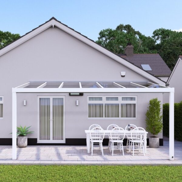 5m x 3.5m Traffic White Glass Veranda