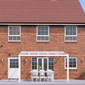 4m x 2.5m Traffic White Glass Veranda