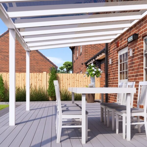 6m x 3m Traffic White Polycarbonate Veranda - Image 3