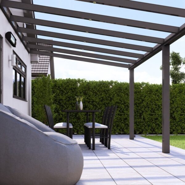 6m x 4m Anthracite Grey Polycarbonate Veranda - Image 3