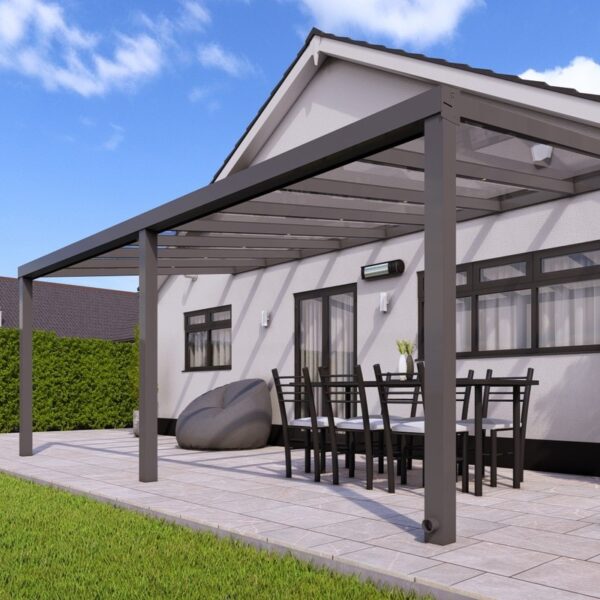 6m x 4m Anthracite Grey Polycarbonate Veranda - Image 2