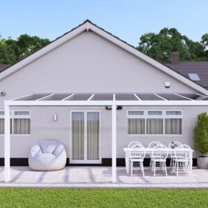 6m x 2.5m Traffic White Glass Veranda
